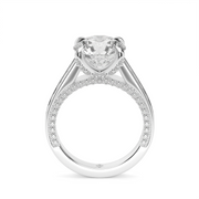 White Gold Round Shape Diamond Pave Engagement Ring With Channel Setting.